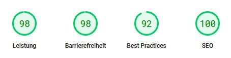 Webseite umgesetzt mit Divi, ohne Optimierungen.